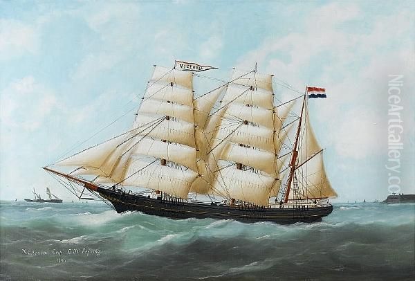 The Ship 'victoria' Leaving Le Havre by Victor Adam