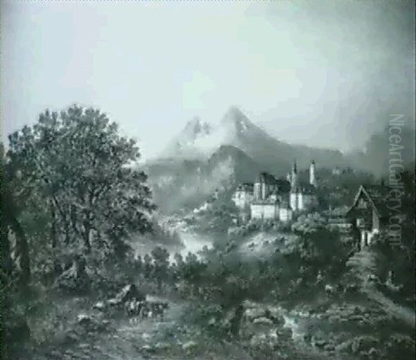 Berchtesgaden Mit Blick Auf Den Watzmann Im Alpengluhen by Johann August