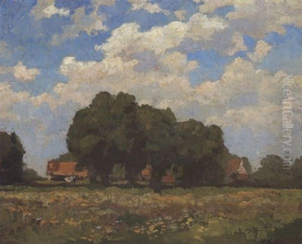 Sommerlandschaft Mit Bauernhausern by Fritz Baer