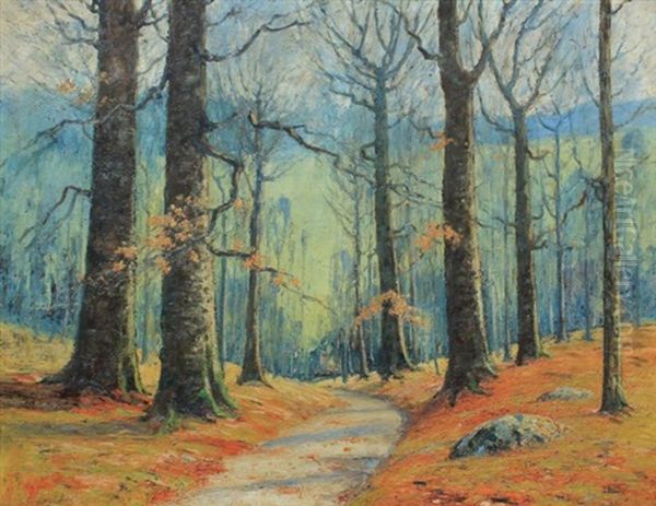 Autumnal Indiana Forest Landscape by George Herbert Baker