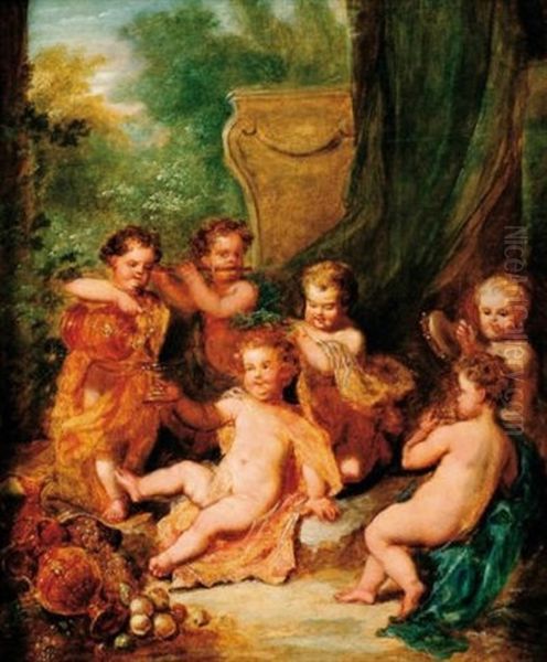 Bacchus Enfant Entoure De Putti by Jan Van Balen