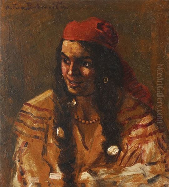 Gypsy Woman With Red Kerchief by Octav Bancila