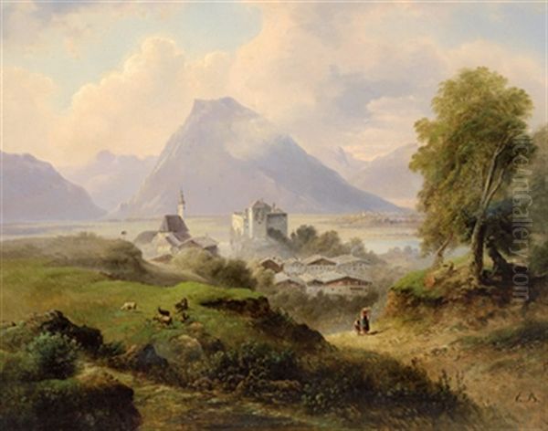 Blick Auf Eine Burg (meran) by Emil Barbarini