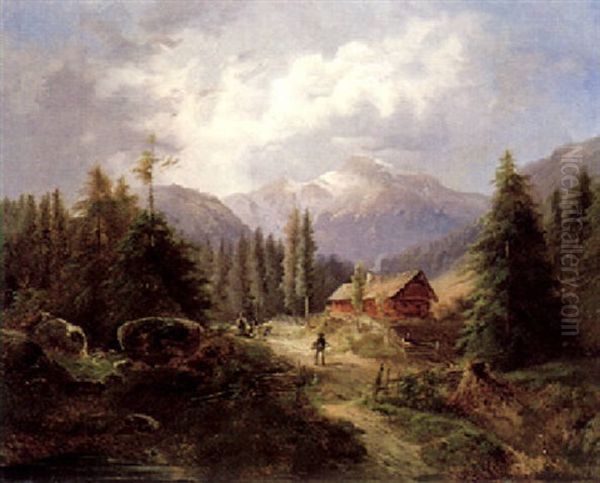 Bauernhaus Auf Einer Waldlichtung by Franz Barbarini