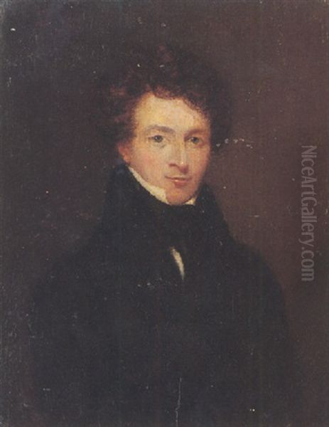 Portrait Of Richard Parkes Bonington, Wearing A Black Coat And White Stock by Thomas Barber