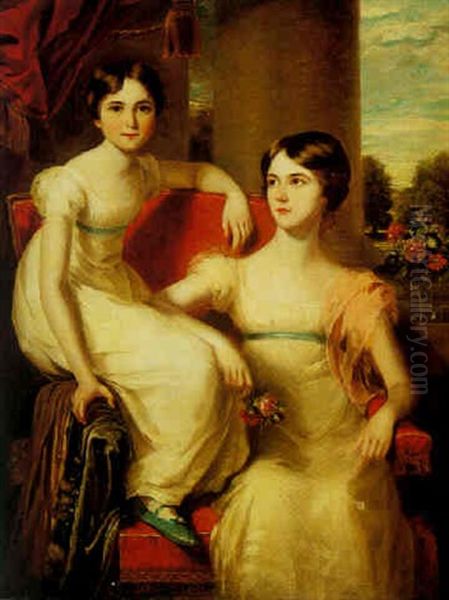 Portrait Of Lady Caroline Augusta And Lady Henrietta Pelham-clinton by Thomas Barber