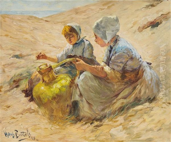 Two Girls In The Sand Dunes by Hans Von Bartels