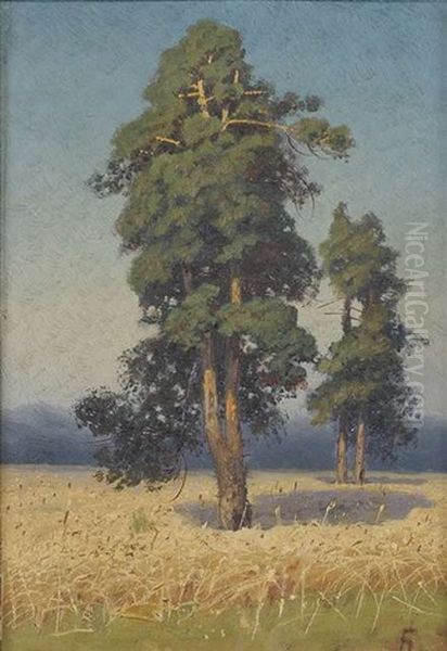 Sommerliche Feldlandschaft Mit Baumen by Georgi Zakharovich Bashinzhagyan