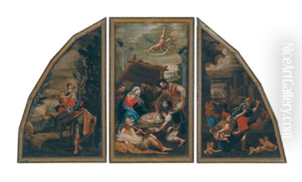 Die Anbetung Der Hirten (+ 2 Others; Triptych) by Jacopo dal Ponte Bassano