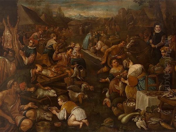 Market Scene by Leandro da Ponte Bassano