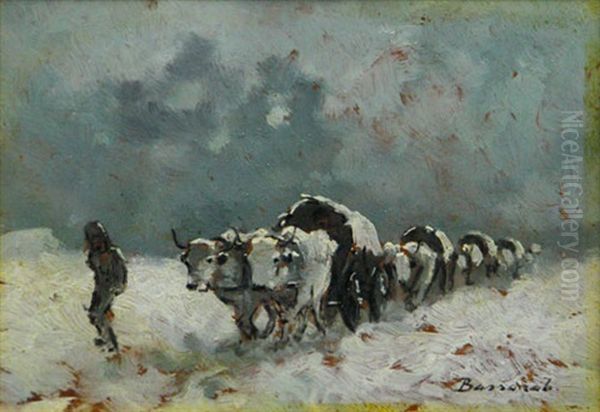 Chars With Oxen In The Winter by Ludovic Bassarab