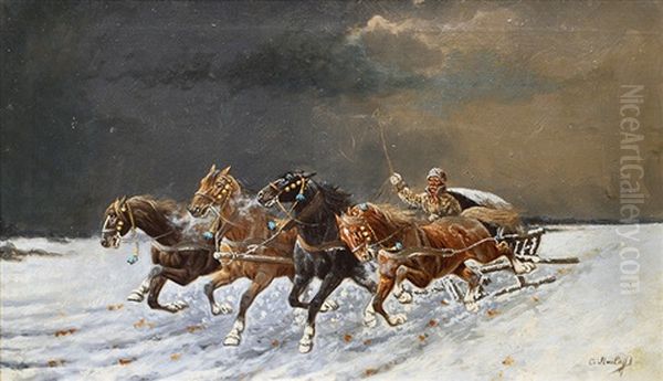 The Sleigh by Adolf (Constantin) Baumgartner-Stoiloff