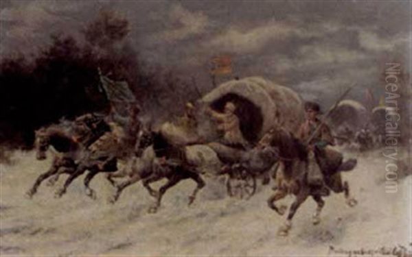 A Charging Convoy by Adolf (Constantin) Baumgartner-Stoiloff