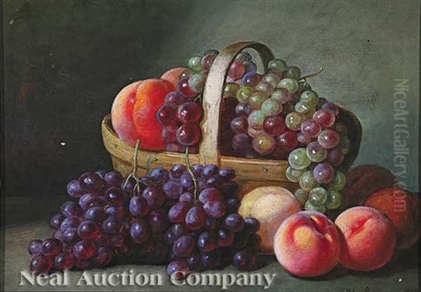 Basket Of Grapes And Peaches by Peter Baumgras