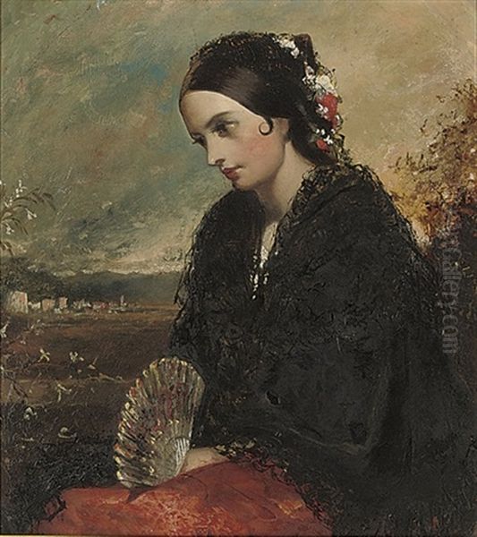 Spanish Senorita With A Fan by Charles Baxter