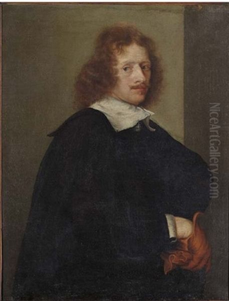 Portrait Of A Gentleman In A Black Cloak by David Beck