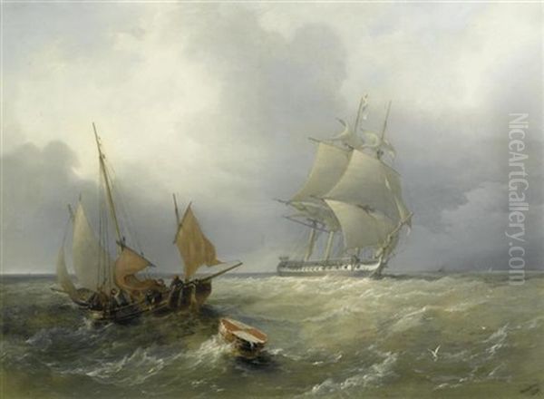 Gun Frigate, Running Into Harbor by Richard Brydges Beechey