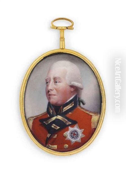 King George Iii (1738-1820), In Red Coat With Black Collar And Facings, Gold Frogging, Buttons And Epaulettes, Black Stock by Sir William Beechey