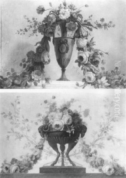 Bouquet De Fleurs Dans Des Vases D'orfevrerie by Michel Bruno Bellenge