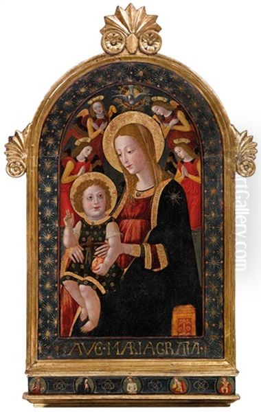 Madonna And Child Surrounded By Angels by Alesso Di Benozzo