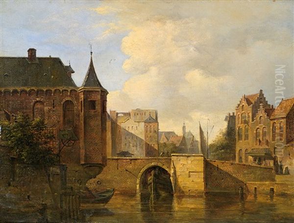 Ansicht Einer Hollandischen Stadt Mit Blick Auf Eine Gracht by Gerrit Adriaensz Berckheyde