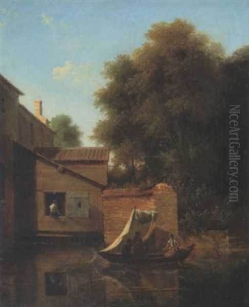 Promenade En Barque Sur L'essonne by Jean Victor Bertin