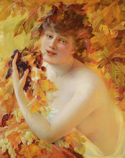 Jeune Femme A La Grappe De Raisin by Albert Besnard