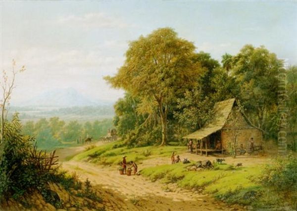 Landschaft Mit Eingeborenen Auf Java by Jan Daniel Beynon