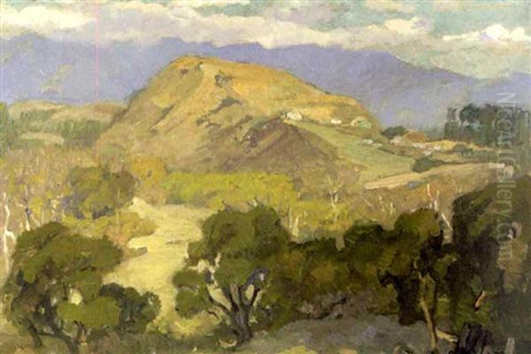 View Of A California Hilltop And Valley by Franz Arthur Bischoff