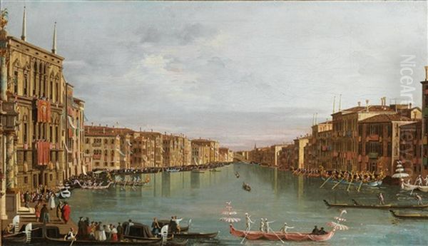 A Regatta On The Grand Canal by Giuseppe Bernardino Bison