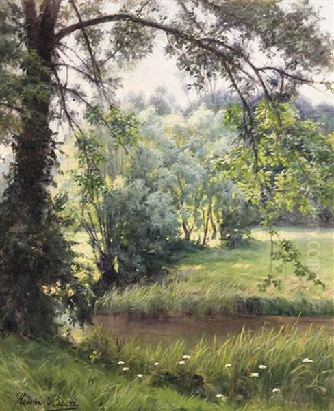 A Woodland River by Henri Biva