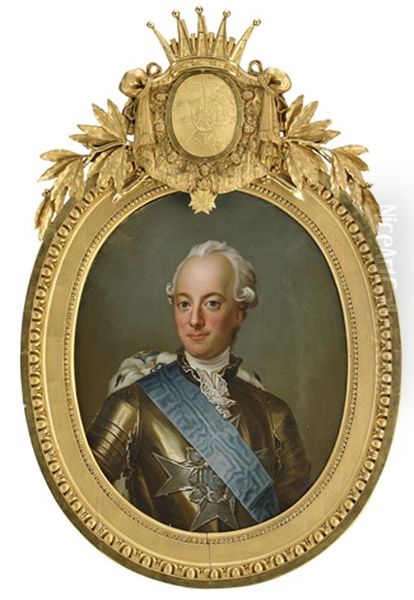 Portratt Av Karl, Hertig Av Sodermanland (1748-1818) Ikladd Harnesk Och Serafimerordens Ljusbla Band - Midjebild by Jacob Bjork