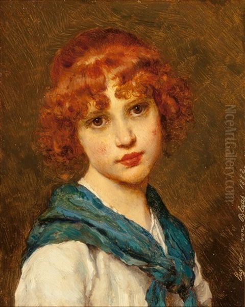 Girl With A Blue Scarf by Eugen von Blaas