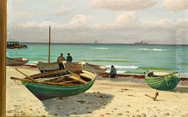 Rowing Boats On The Beach by Christian Blache