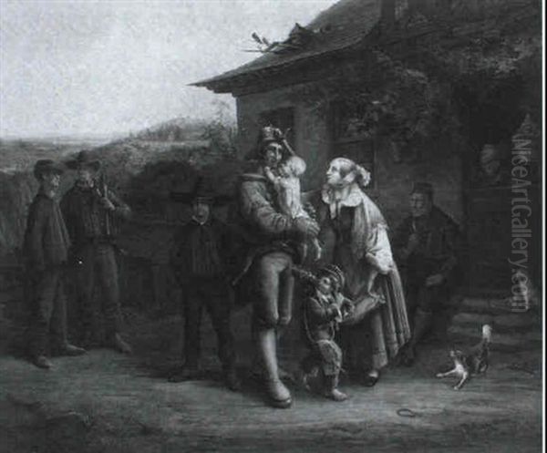 Die Gluckliche Heimkehr Des Bergmannes Zu Seiner Familie by Adolf Blankenburg