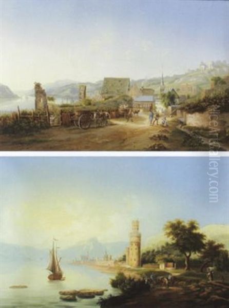 Vue De Bacharach Et De La Ruine Stahleck by Johann Ludwig (Louis) Bleuler