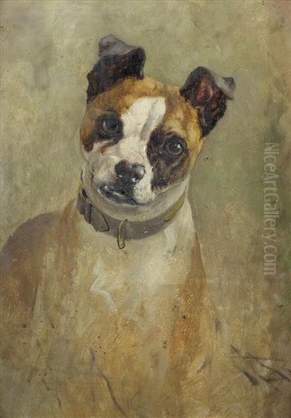 A Portrait Of A Bull Terrier by Thomas Blinks