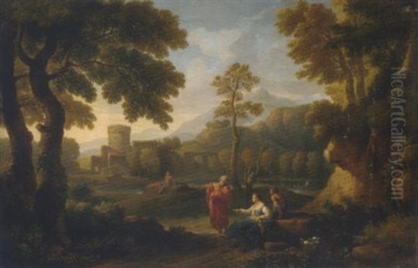 A Pastoral Landscape With Figures Resting by Jan Frans van Bloemen