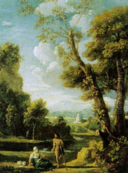 Bewaldete Fluslandschaft Mit Rastenden by Jan Frans van Bloemen