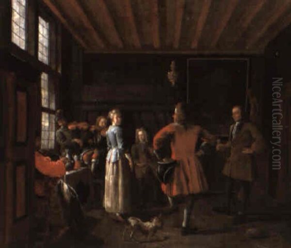 An Elegant Couple Dancing To A Duet In An Interior by Maximilian Blommaerdt