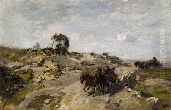 Landscape With Dunes And A Horse Drawn Cart by Gregor von Bochmann the Elder