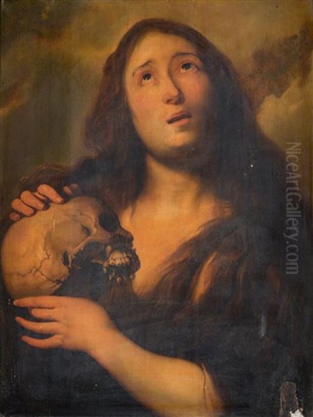 Penitent Magdalene Meditating On A Skull by Jan Boeckhorst