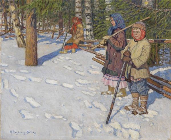 Children In A Wintry Forest by Nikolai Petrovich Bogdanov-Bel'sky