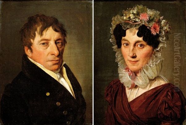 Portraits De Pierre Gast (+ Portrait De Sophie Gast Nee Veinheimer; Pair) by Louis Leopold Boilly