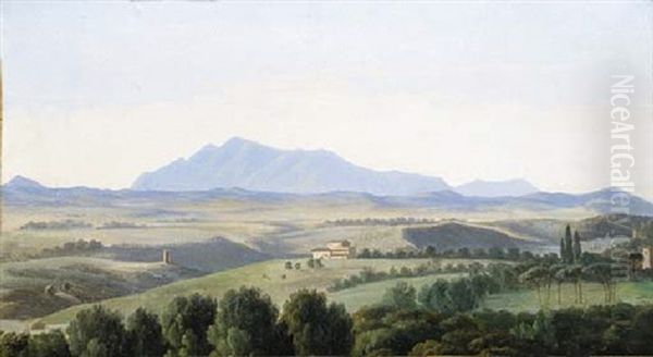 A View In The Roman Campagna by Felix Boisselier the Elder