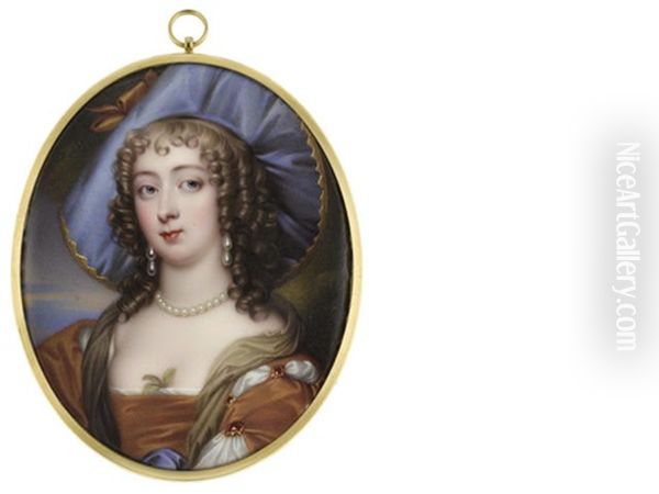 Dorothy Spencer Nee Sydney, Countess Of Sunderland (1617-1684), Wearing Umber Robe Over White Chemise, Four Large Rubies To Her Sleeve, A Brown Stole Draped Around Her Shoulders by Henry-Pierce Bone