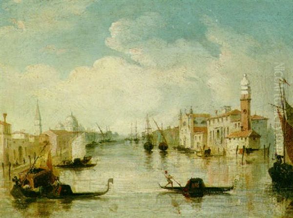 A Venetian Canal Scene With Two Gondolas In The Foreground by Richard Parkes Bonington