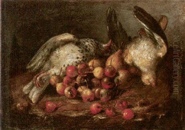 Still Life Of Cherries, Pears And Pigeon by Felice Boselli