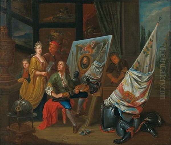 Visite Dans L'atelier Du Peintre Pour Le Portrait Du Dauphin by Balthasar Van Den Bossche