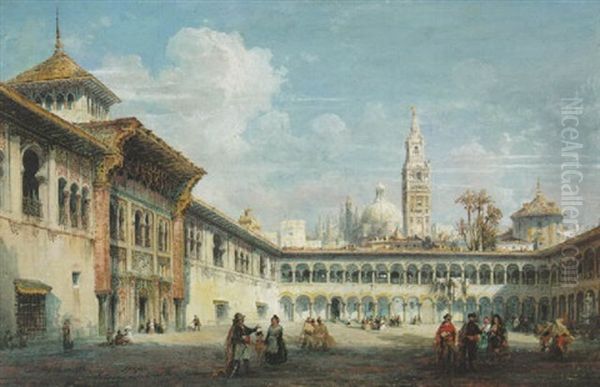 The Alcazar And The Giralda, Sevilla by Carlo Bossoli